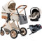Gcarebb Kinderwagen 3 in 1 mit Isofix Basis, Kinderwagen Buggy Auto Babyschale, Mit Einem Klick Zusammenklappbarer Tragbarer Kinderwagen Komplettset, KombiKinderwagen Aluminiumrahmen für Neugeborene