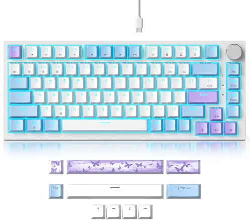 Fogruaden Wired Gaming Keyboard 75 Percent, Hot Swappable, Gasket Mount Creamy Mechanical Keyboard with Knob, Linear Red Switch, RGB Backlit, Sound Absorbing Pads, NKRO Compact TKL Custom Keyboard