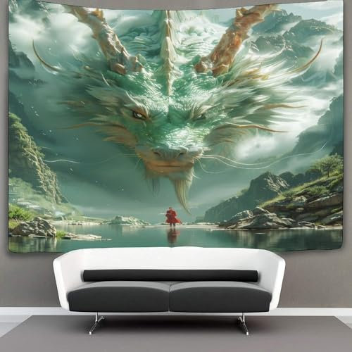 ZbOLi Chinesischer Loong Wandteppich Wandbehang Wandtuch Tapestry Wall Hanging,Wandteppich Drache Wanddeko Für Schlafzimmer Wohnzimmer Wohnheim 180cmx230cm