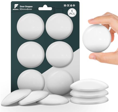 shinfly Türstopper Wand Selbstklebend Weiß, 6 Stück 60x8mm Door Stopper | Türklinkenpuffer für Verschiedene Oberflächen, Wandtürstopper, Türgriffschutz bei Wänden, Vermeidet Effektiv Lärm