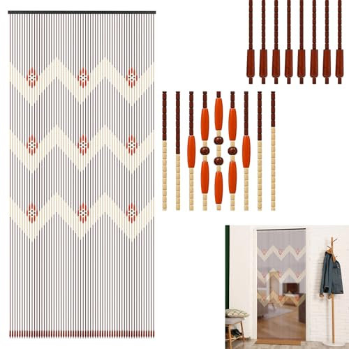 Perlenvorhang Türvorhang Balkontür Türvorhang Fadenvorhang Perlen Vorhänge aus Bambus & Holzperlen Aufhängen Perlenvorhang Türvorhang BxH 90 x 195cm Geeignete für Fenster Zuhause Schlafzimmer Rot