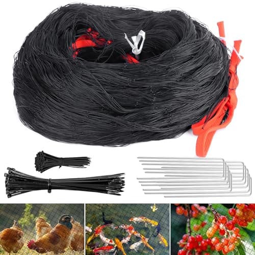 Vogelschutznetz Engmaschig Vogelnetze 8x8m mit Maschenweite 5cm Taubennetz Balkon Teichnetz Feinmaschig Volierennetz Hühnernetz Laubnetz Schwarz Witterungs & UV Beständig