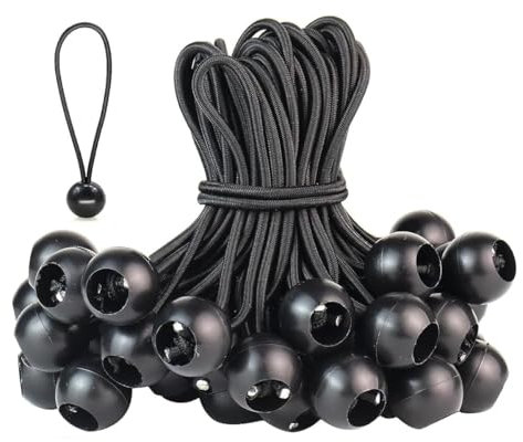 30 Gomas Tensoras con Bola, Tensor de Lona con Bola de 10 cm, Tensor de Goma con Bola, Trabillas de Goma para Tienda de Campaña, Correas Expansoras para Lonas, Carteles, Carpa, Pancartas, Cenadores,