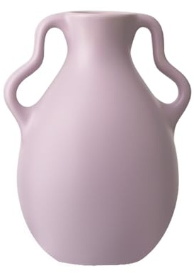 Ceramic Vase with 2 Handles, Modern Farmhouse Vase for Home Decor, Rustic Terracotta Vase, Decorative Pottery Flower Vase, Clay Samll Vase, Centerpieces for Dining Table (purple)