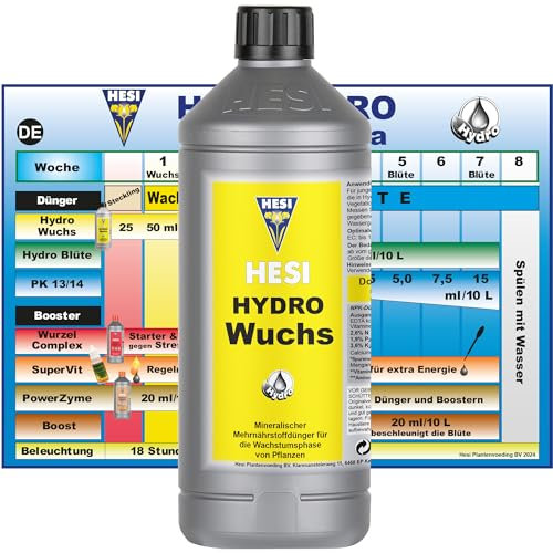 Hesi Hydro Wuchs 1L - Hochwertiger Hydroponik Dünger für Hydrokultur & Zimmerpflanzen, Speziell für Wachstumsphase, Effektiver Hydro Dünger für Optimale Nährstoffversorgung