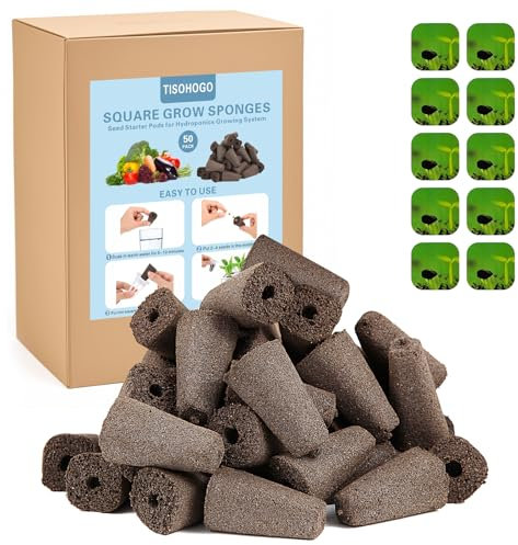 50 Pack Square Seed Starter Pods for Indoor Hydroponics Growing System, 50pcs Square Grow Sponges with 50pcs Square Pods Labels, Supplies Replacement Compatible with IDOO, QYO, LYKO