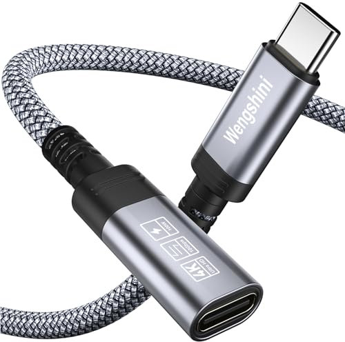 Wengshini Cavo di prolunga USB C da 1,5 m, da USB C a USB maschio USB C, 100 W/20 Gbps per trasferimento dati per laptop, telefono cellulare, monitor, dispositivi, ecc.