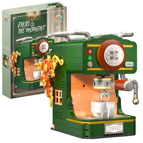 Retro Coffee Machine Micro Building Blocks, Coffee Shop Mini Building Bricks Set, 618 PCS Ideas Classic Collectible Display Model Toy for Adults