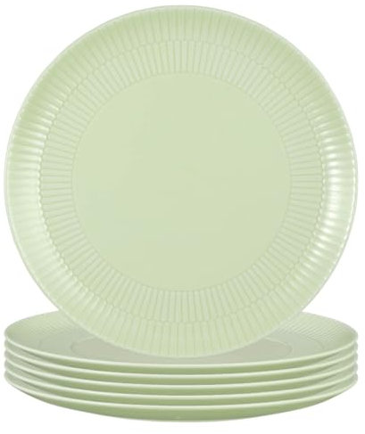 Seltmann Weiden Amina Seladon Speiseteller 6er Set, 28 cm, Runde Essteller mit dezentem Relief-Muster, Spülmaschinen- und Mikrowellenfest, Porzellan, Grün