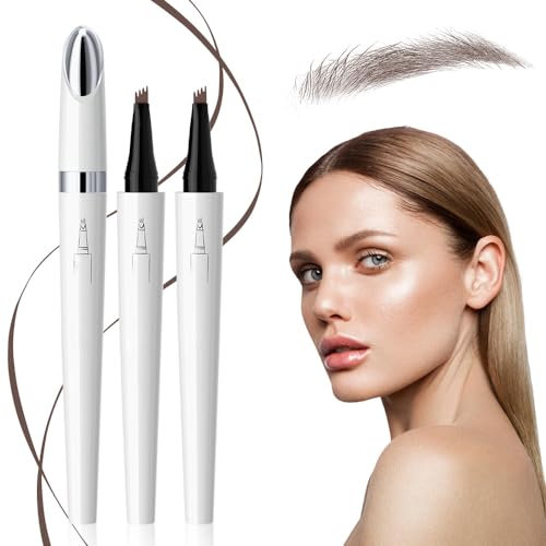 EyebrowPencil, 2025 Neuest Microblading Eyebrow Pencil, 3D Waterproof Microblading EyebrowPen 4 Fork Tip Tattoo Pencil, Natural Last All-Day (A # Dark brown)