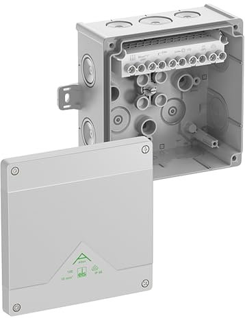 Spelsberg Abox 100 AB-10² – Professionelle IP66-Abzweigdose mit erhöhter Schraubklemme, VDE-zertifiziert, externe Befestigungspunkte für Industrie & Außenbereich (Grau)