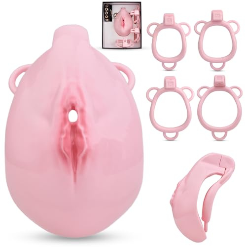 BDSMYOU Keuschheitskäfig Herren,2025-Neu Peniskäfig mit Schamlippen & Keuschheitsgürtel für Herren Chastity Cage Male Gürtel Cock Cage Fester Hilfsriemen,Fufu Clip Chastity Nachahmung Vagina Gay