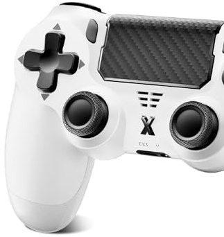 Glitfix Wireless Controller, Upgraded Controller Wireless for PS-4/Slim/PC, Bluetooth Gamepad Joystick with Dual Vibration/Touch Panel/ 3.5mm Audio Jack/Six-Axis/Ergonomic (White)