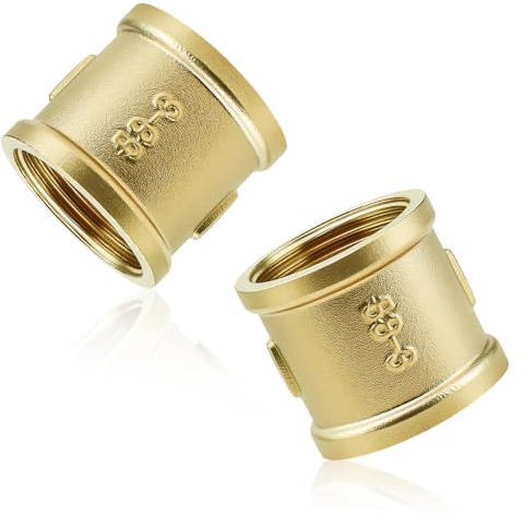 HERKINDNESS Manicotto in ottone da 1 pollice, 2 pezzi filettatura interna in ottone, adattatore da 1 pollice doppio manicotto di collegamento, manicotto per raccordi tubi