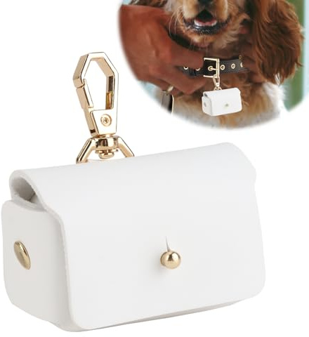 Qaum Dog Ring Bearer Pouch Promise Ring Cushions for Pet Collar | PU Leather Pillow Box Puppy White Storage Carrier with Clasps for Marriage Proposal Engagement Wedding Couple Jewelry Holder