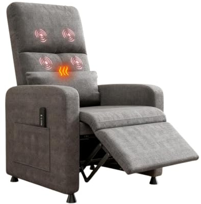 Garvee - Sillón reclinable con Masaje eléctrico y calefacción, Respaldo basculante con Control Manual, sillón Relax TV para Sala de Estar, Dormitorio y Cine en casa, Gris