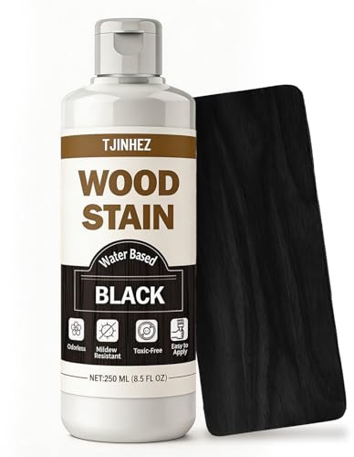 Wood Stain 250ml, Water Based Wood Stain, Indoor & Outdoor Wood Finish for Furniture, Cabinets, Doors & Wood Surfaces - Fast Drying, Low Odour, Non-Toxic & Easy to Use (Black)