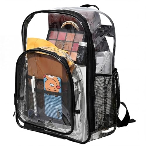 Eulihent Durchsichtiger Rucksack Transparent Tasche Klar PVC Schulrucksack Große Kapazität Buchtasche Wasserdicht Stadiontasche für Bibliothek Konzert Schule College Sport Beruf Reise (Version A)