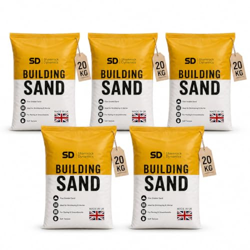 Yellow Building Sand 20kg – Fine Graded Soft Construction Sand for Bricklaying, Paving, Mortar, Pointing & General Landscaping (5x Bag 20Kg (100Kg))