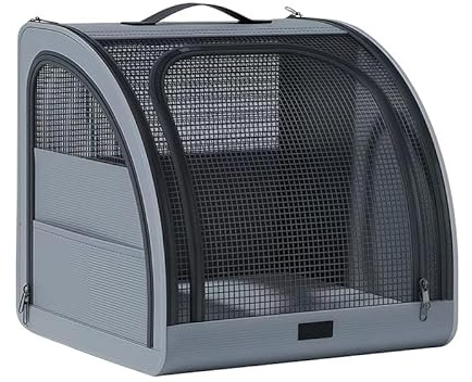 Auto Hundebox für VW Lupo/Fox/Up!, Faltbare Transportbox Rücksitz Kofferraum, Oxford Gewebe Hundebehausung 3 Reißverschlusstüren Belüftung,Grey