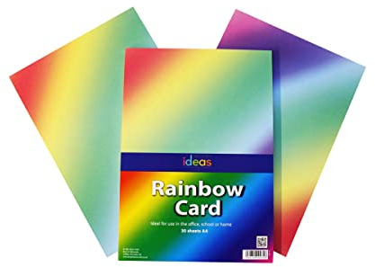 Bright Ideas Lebendige Regenbogen-Karte, 30 Blatt, A4, ca. 29,7 cm x 21 cm, 200 g/m², Schreibwaren und Karton, für Kunst und Handwerk, ideal für Schulen, Basteln zu Hause und Kinder-Scrapbooking