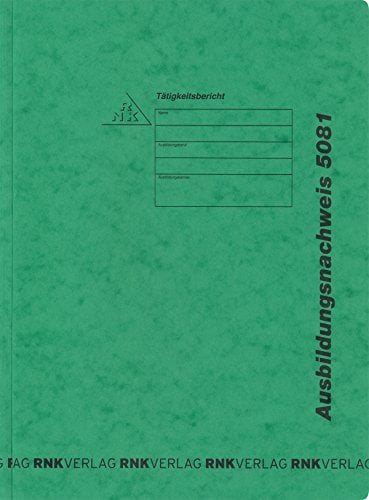 RNKVERLAG 5081 - Hefter im Format 220 x 310 mm für Ausbildungsnachweise, aus grünem Spezialkarton, 1 Stück