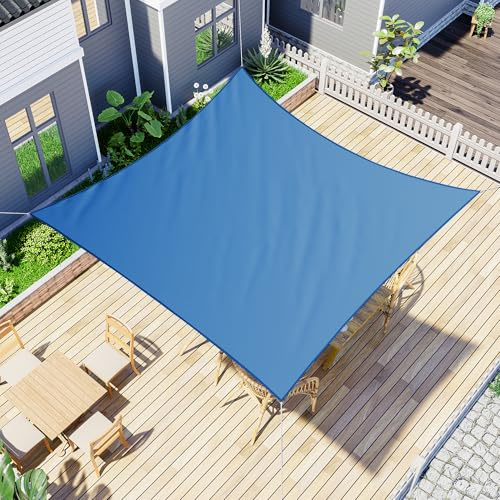 jarolift Sonnensegel Quadrat, Wasserabweisend, Sonnenschutz Sichtschutz für Terrasse Garten Balkon, Polyestergewebe, 500 x 500 cm, Azurblau