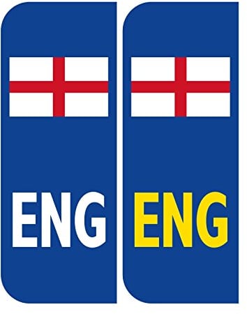 2 ENG England Flag badge Car REFLECTIVE Number Plate Vinyl Stickers, Brexit Alternative Badge