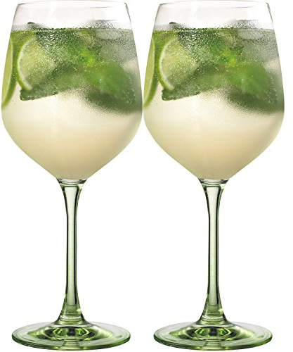 Eisch Glas Hugo im 2er Set mit grünem Fuß im Geschenkkarton