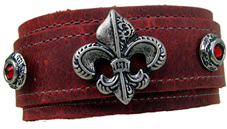 Wikel Lederarmband Farbe Rot Fleur de Lys Armschmuck Armband