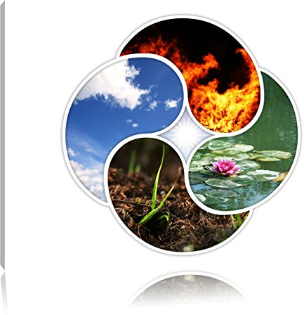 Pixxprint Die vier Elemente, Größe: 80x60cm, Leinwandbild, fertig gespannt, Wandbild, Dekoration, Kunstdruck, kein Poster