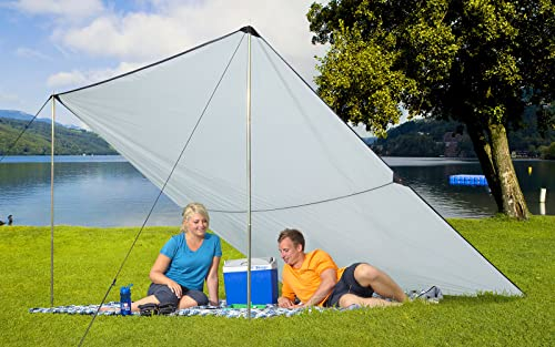 BERGER Ultraleicht Outdoor Tarp 3x3m UV+50 │ Camping Sonnensegel Wohnwagen, kleines Packmaß, Sonnenschutz für Strand Garten │ Ideal als Sonnensegel 3x3m für Zelt, Wohnwagen oder Auto