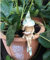Shy fairy, hand made fairy garden fairy, plant pot ornament, reading her book, light green.