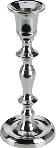 Metall Kerzenleuchter Kerzenständer Stabkerzenhalter in Farbe Silber, Höhe 18cm mit runden Fuß (1 Stück)
