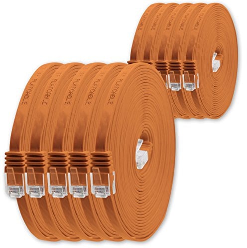 1aTTack.de 0.5 m - Orange - Pack of 10 - Cat.6 Flat Network Cable - Ultra Flat Cat.6 Patch Cable - 1000 Mbit/s Gigabit LAN (RJ45) - Slim Micro