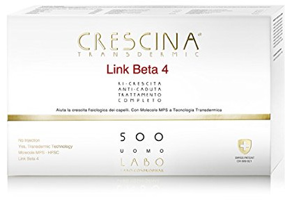 Labo Crescina Transdermic Link Beta 4 Komplettbehandlung Wachstum und Anti-Haarausfall 500 Herren 20 + 20 Ampullen - Neuheit 2018