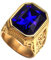 PAURO Herren Edelstahl Jahrgang Golden Square Eheringe Mit GroßEn Stein Blau GrößE 62