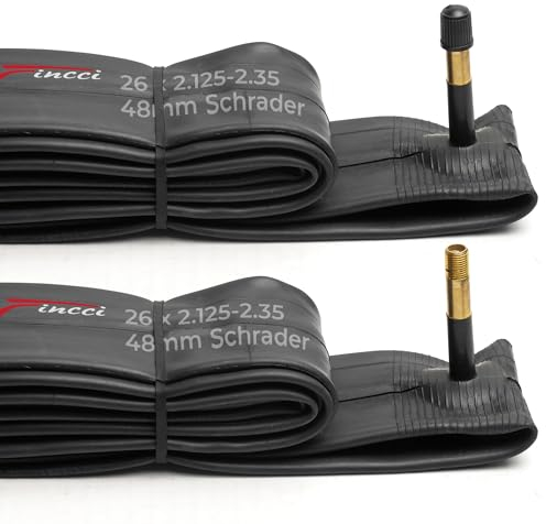 Fincci Paar Fahrradschlauch 26 x 2,125 2,35 Zoll 48mm Autoventil Schläuche, MTB Fahrrad Schlauch 26 Zoll für Mountainbike MTB Rennrad Hybrid Fahrrad - 2er Pack