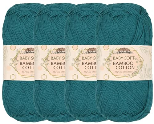 JubileeYarn Baby Soft Bamboo Cotton Yarn - 50g/Skein - Frozen Tidepool - 4 Skeins