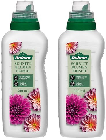 Dehner Schnittblumen-Frisch, Spezialdünger, hochwertiger Flüssigdünger für Schnittblumen, Pflanzenstärkungsmittel, 2 x 500 ml (1 l), für je ca. 25 l