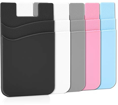 Senose Kartenhalter für Handyrückseite, zum Aufkleben auf Handyhüllen, tolle Aufbewahrung, kompatibel mit iPhone/Android/Samsung Galaxy, 5 Stück