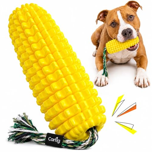 Carllg Dog Chew Toys for Aggressive Chewers, Indestructible Tough Durable Squeaky Interactive Dog Toys, Puppy Teeth Chew Corn Stick Toy for Small Medium Large Breed