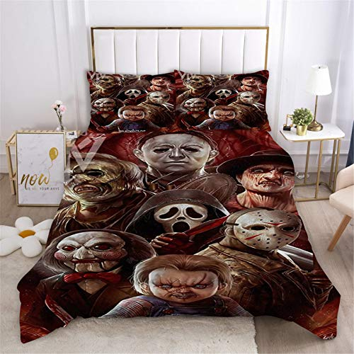 LIYIMING Bettwäsche Anime Bettbezug 3 Teilig Set 1 Bettbezug Mit Reißverschluss + 2 Kissenbezug 50X75Cm (A7,135x200cm)