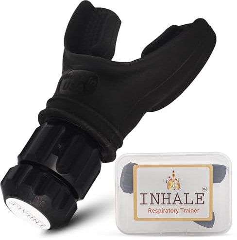 Inhale Entrenador respiratorio | Dispositivo compacto de ejercicio pulmonar con silicona pura | Mejora la capacidad respiratoria | Entrenamiento muscular respiratorio | Resistencia ajustable | Fácil