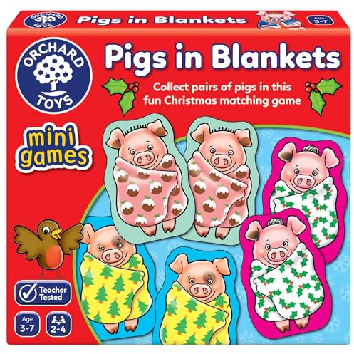 Orchard Toys Pigs in Blankets Mini Game, Christmas Stocking Filler, Advent Gift, Small and Compact, Educational Game, For Kids Age 3-7