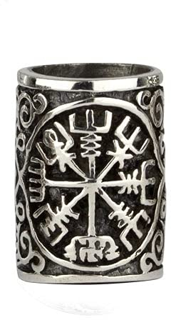 Bartperle Haarperle Wikinger Kompass Vegvisir Kettenperle
