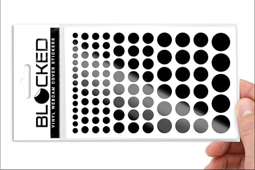 Webcam/Camera Vinyl Covers | 95 Low-Tack Restickable Webcam Stickers | 5-Sizes | Black 95-Pack (Ultra Glossy)