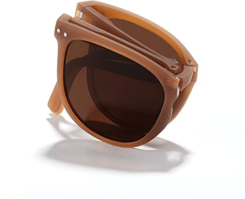 Cyxus Sonnenbrille Herren Damen Faltbare Leichtes TR90 Polarisiert Sonnenbrille UV 400 für Fahren Angeln Reisen (1019Braun)