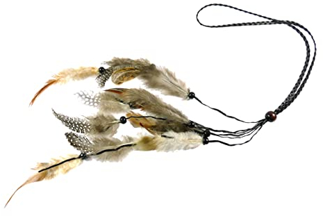 Bock op Kölle Federschmuck Indianer Look Pfauen Feder Hippie Style (Hellbraun)