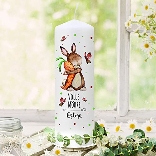 Osterkerze Kerze Frühling Hase Häschen mit Karotte & Spruch Volle Möhre Ostern Deko Geschenk ok06 ilka parey wandtattoo-welt®